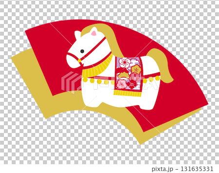Cute horse figurine illustrations for New Year's cards in the Year of the Horse 131635331