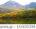 長野県　松本市　上高地　黄葉の焼岳（北峰）と大正池（晩秋） 131635398