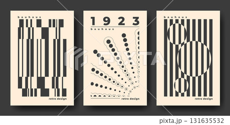 Bauhaus retro design posters with black patterns 131635532