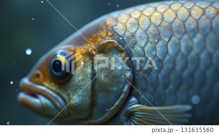 Fish Scale Macro Realistic Background Fish Scale Macro Realistic Background 131635560
