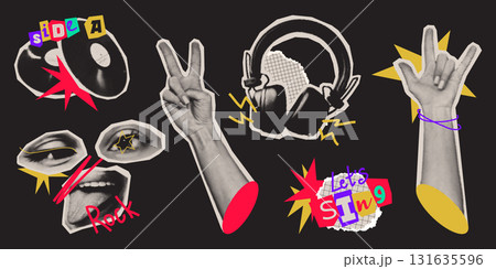 Y2k halftone collage with retro digital elements 131635596