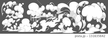 White smoke puffs with cloud and comic effects 131635642