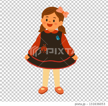 Illustration of a cute little girl wearing a dress Illustration of a cute little girl wearing a dress 131636053