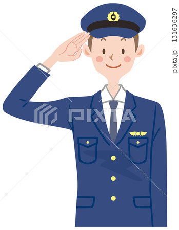 敬礼する警官のイラスト 敬礼する警官のイラスト 131636297