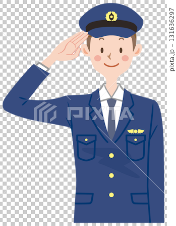 敬礼する警官のイラスト 敬礼する警官のイラスト 131636297