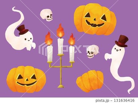 水彩風ベクターのハロウィンセット 水彩風ベクターのハロウィンセット 131636416