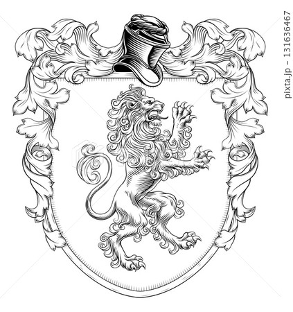 Coat of Arms Crest Lion Heraldic Knight Shield Coat of Arms Crest Lion Heraldic Knight Shield 131636467