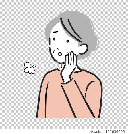 一位嘆息的老年婦女的插圖|一位老人感到憂慮、焦慮和壓力的形象 131636696