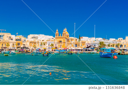 Cityscape of Marsaxlokk, a small traditional fishing village in Malta Cityscape of Marsaxlokk, a small traditional fishing village in Malta 131636848