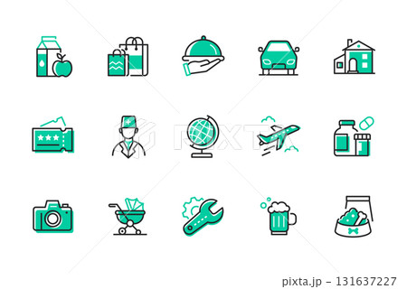 Budget categories - set of line design style icons Budget categories - set of line design style icons 131637227