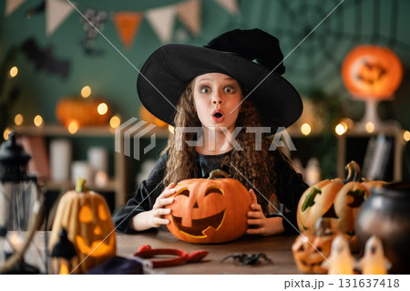 Girl is celebrating Halloween Girl is celebrating Halloween 131637418