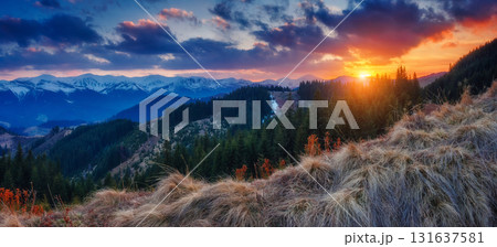 sunset in the mountains sunset in the mountains 131637581