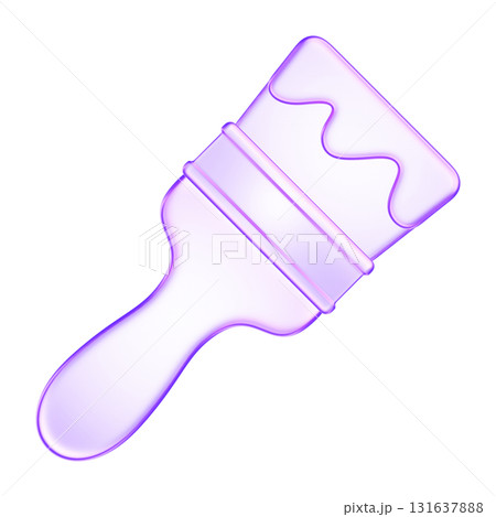 3D glassmorphism paint brush icon. Glossy purple minimal design symbolizing art, creativity, and design work. Ideal for painting, crafting, or digital art concept projects 131637888