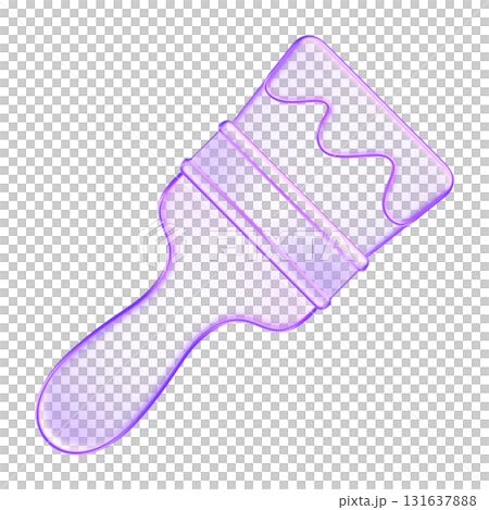 3D glassmorphism paint brush icon. Glossy purple minimal design symbolizing art, creativity, and design work. Ideal for painting, crafting, or digital art concept projects 131637888