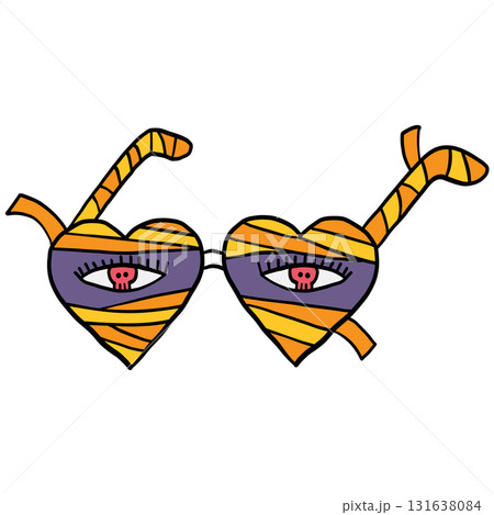 halloween Colorful heart-shaped glasses with a spooky design. in doodle color line style 131638084