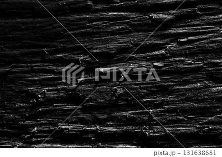 The macro photo shows the wood grain in deep brown and almost black tones 131638681
