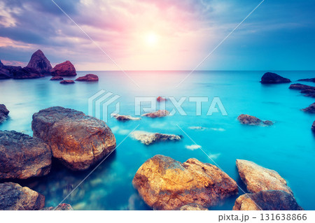 Sea stones at sunset Sea stones at sunset 131638866