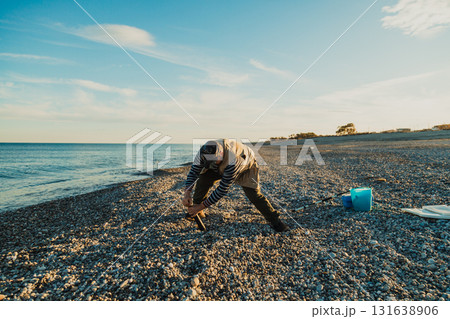 Preparation Of A Man Before Starting To Fish 131638906