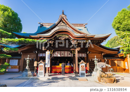 福岡　博多祇園山笠の神事を司る櫛田神社　拝殿と本殿 131638934