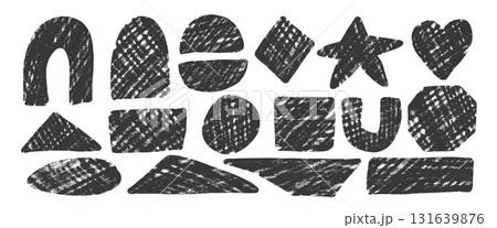 Scribble markers geometric shape set. Naive black ink text boxes frames. Arch, circles and heart figures. Vector hand drawn stickers shapes. Handmade callouts figures illustration Scribble markers geometric shape set. Naive black ink text boxes frames. Arch, circles and heart figures. Vector hand drawn stickers shapes. Handmade callouts figures illustration 131639876