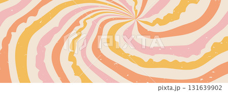 Groovy rough twisted starburst background. Retro spiral crumbled sun rays abstract illustration. Vector dynamic lines decoration. Radial carnival stripes backdrop. Sunburst textured 70s design Groovy rough twisted starburst background. Retro spiral crumbled sun rays abstract illustration. Vector dynamic lines decoration. Radial carnival stripes backdrop. Sunburst textured 70s design 131639902