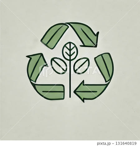 循環する命とエネルギー：サステナブル社会を象徴するリサイクルロゴ 131640819
