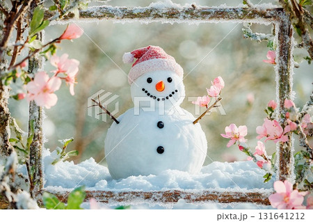 Final snowman of the season slowly melting in...のイラスト素材 [131641212] - PIXTA