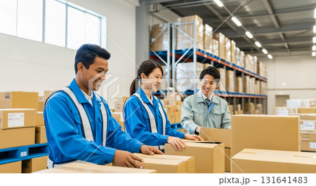 日本の倉庫会社で働くネパール人男性 131641483