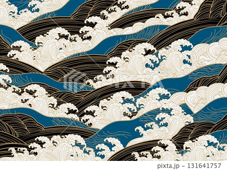 波　海のイラスト背景 131641757