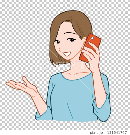 Young woman talking on the phone, hand-drawn illustration Young woman talking on the phone, hand-drawn illustration 131641767