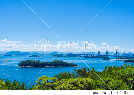 岡山県倉敷市　鷲羽山展望台から望む瀬戸内海 131641866