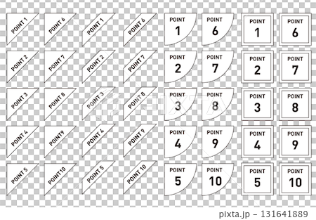 カラフルなポイント数字アイコンセット　白 131641889