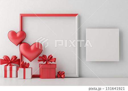 Creative 3D hearts and gift boxes perfect for Valentine's Day celebrations and love messages 131641921