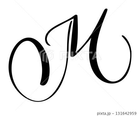 Capital vector letter m in elegant script font. Black alphabet typography design element for monogram initial branding Capital vector letter m in elegant script font. Black alphabet typography design element for monogram initial branding 131642959