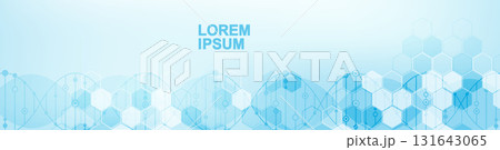 Molecular structure and genetic engineering, atom, neural network, neurons, DNA molecule. Scientific research concept for healthcare, medical, technology, chemistry, science template presentation Molecular structure and genetic engineering, atom, neural network, neurons, DNA molecule. Scientific research concept for healthcare, medical, technology, chemistry, science template presentation 131643065