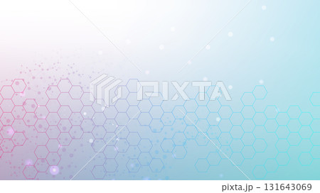 Health care or medical abstract background with hexagons, lines and dots. Scientific innovation banner template concept. Biology and pharmaceutical technology background. Vector illustration. 131643069