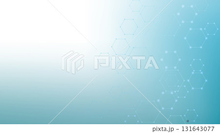 Health care or medical abstract background with hexagons, lines and dots. Scientific innovation banner template concept. Biology and pharmaceutical technology background. Vector illustration. 131643077