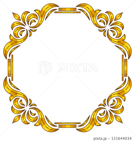 Floral frame in baroque style. Decorative curling plant. 131644034