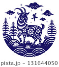 Year of The Ram or Goat 2027 zodiac sign with papercut style. Translation : Goat 131644050