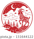 Year of The Ram or Goat 2027 sign or symbol with papercut style. Translation : Goat 131644122