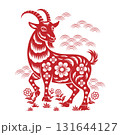 Year of The Goat 2027 sign or symbol with papercut style. Translation : Goat 131644127