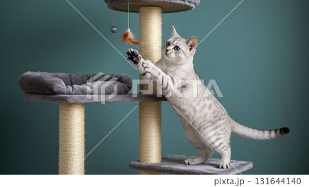 キャットタワーで遊ぶ猫 キャットタワーで遊ぶ猫 131644140