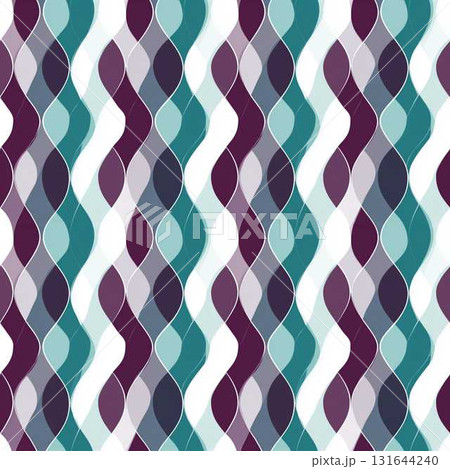 Seafoam Green and Deep Plum Wavy Abstract Seamless Pattern Vintage Retro Art Wallpaper 131644240