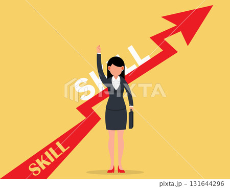 New skill and improve job qualification concept. Businesswoman skill for positive progress. New skill and improve job qualification concept. Businesswoman skill for positive progress. 131644296