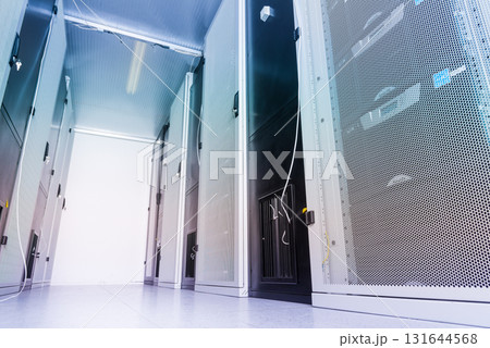 Server room with a row of server racks Server room with a row of server racks 131644568