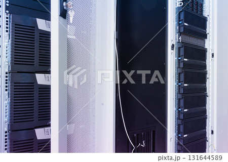 Server room with a row of server racks 131644589