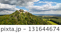Buchlov a royal castle on a wooded hill aerial view, Czech republic 131644674