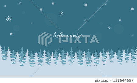 forest silhouette and snowflakes 131644687