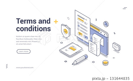 Terms and conditions internet agreement isometric web banner design template line vector Terms and conditions internet agreement isometric web banner design template line vector 131644835