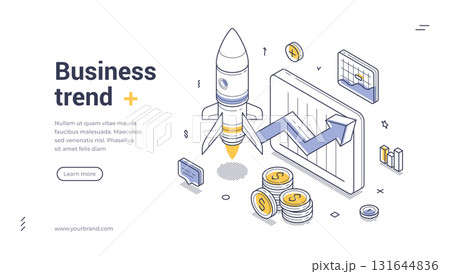 Business trend productivity efficiency analyzing isometric web banner design template line vector Business trend productivity efficiency analyzing isometric web banner design template line vector 131644836